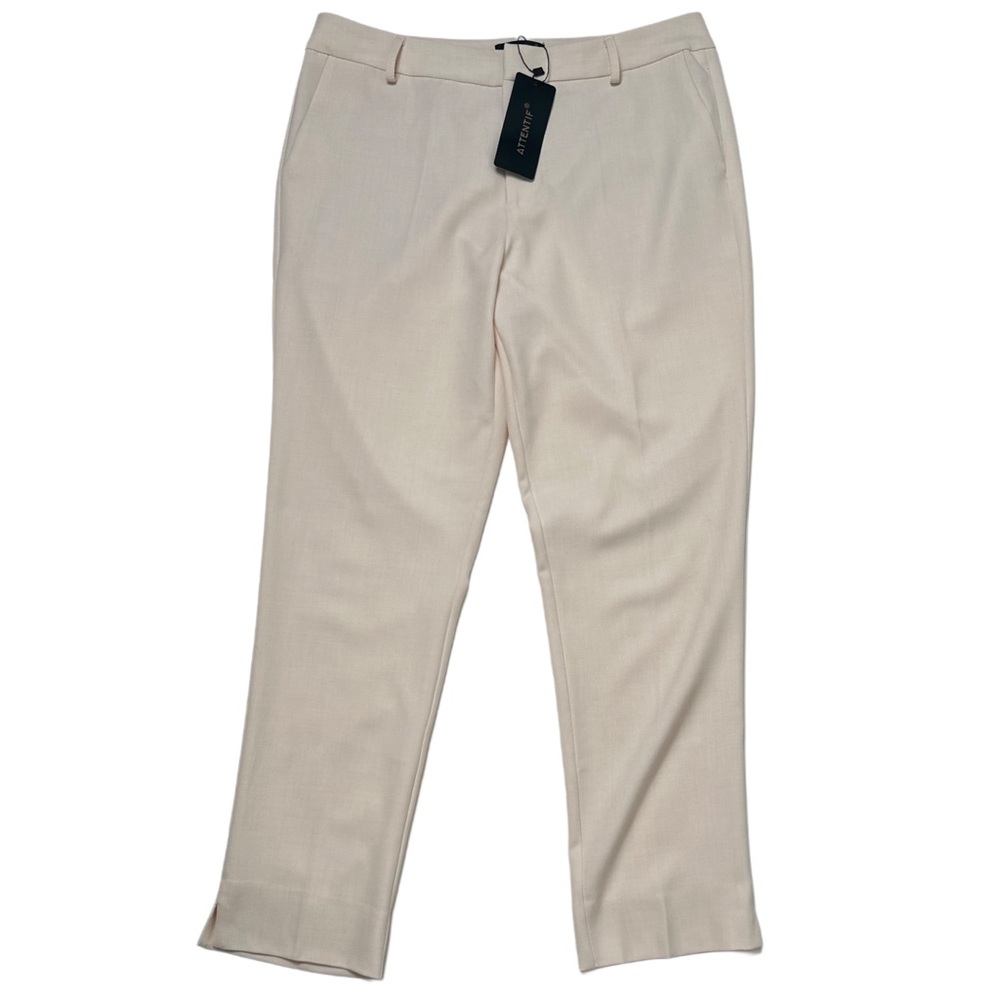 Attentif Paris Cropped Dress Pants Trousers Slit Ankle Tan‎ Sz 10 US NWT